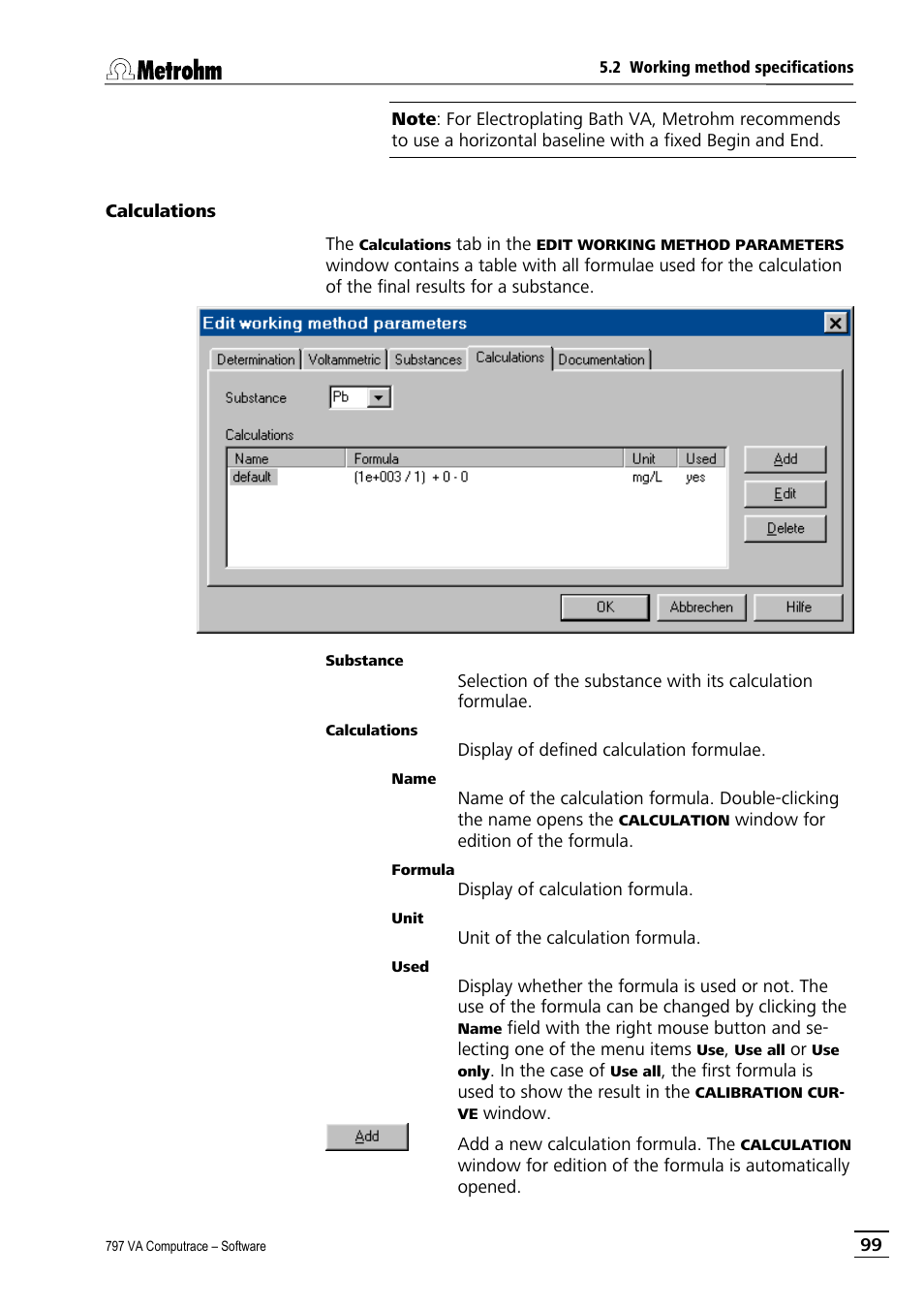 Calculations | Metrohm 797 VA Computrace User Manual | Page 111 / 295