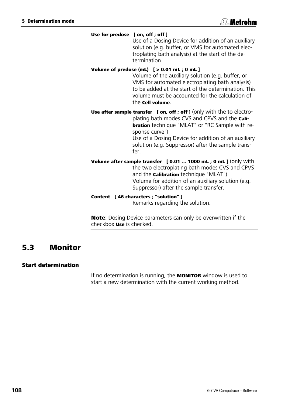 3 monitor, Start determination | Metrohm 797 VA Computrace User Manual | Page 120 / 295