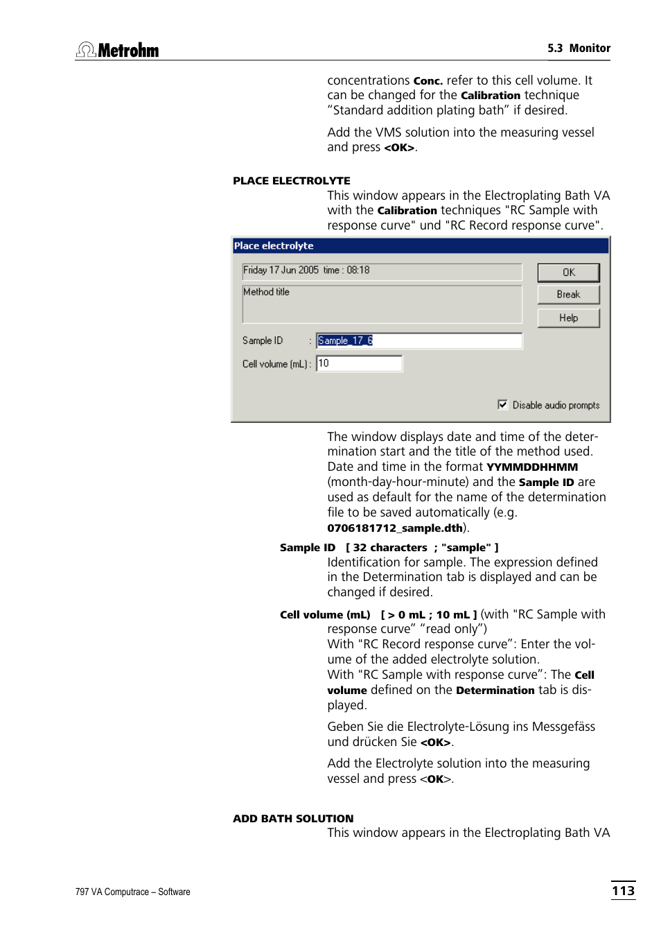 Metrohm 797 VA Computrace User Manual | Page 125 / 295