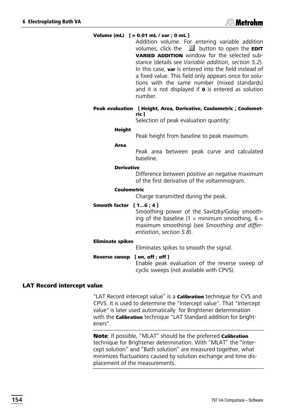 Lat record intercept value | Metrohm 797 VA Computrace User Manual | Page 166 / 295