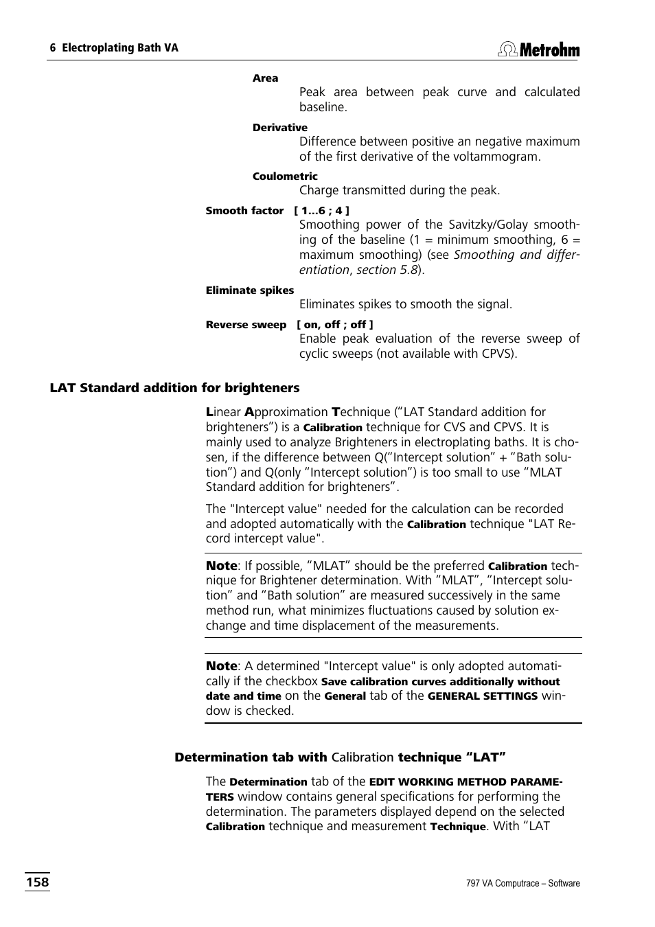 Lat standard addition for brighteners, Determination tab with calibration technique “lat | Metrohm 797 VA Computrace User Manual | Page 170 / 295
