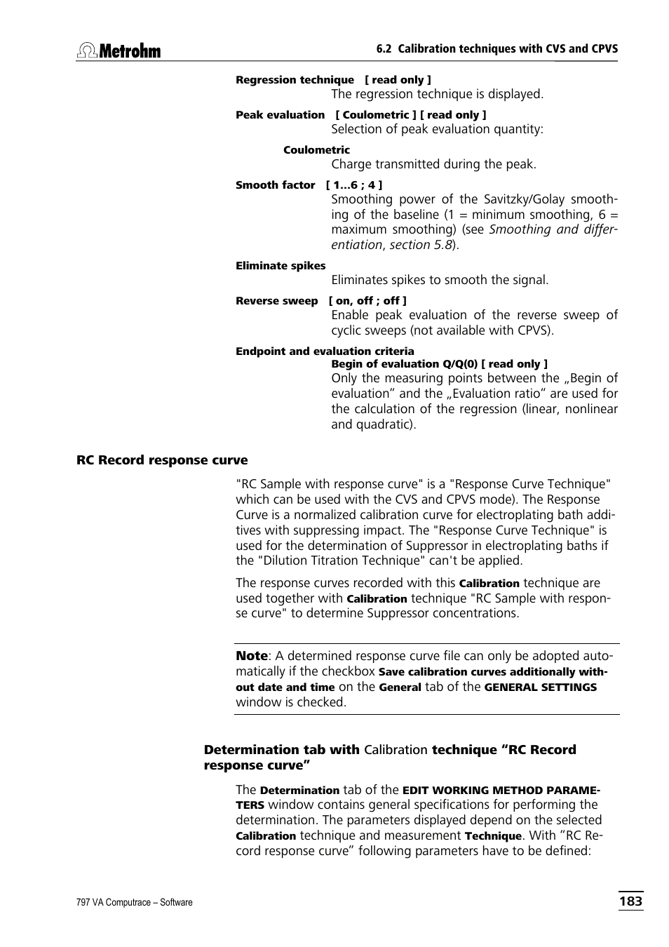 Rc record response curve | Metrohm 797 VA Computrace User Manual | Page 195 / 295