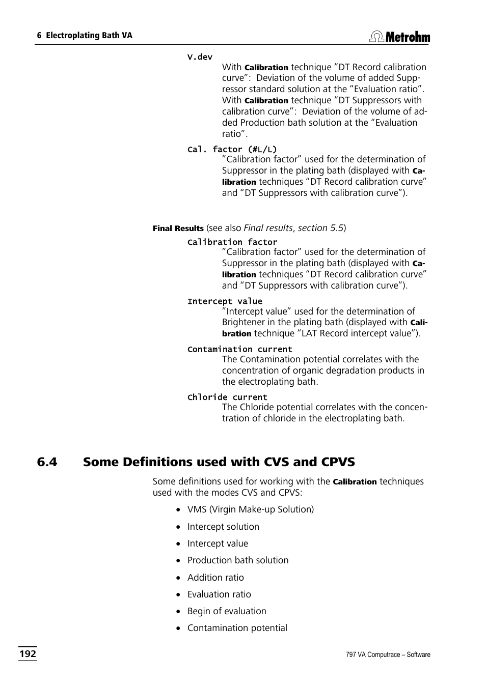 4 some definitions used with cvs and cpvs | Metrohm 797 VA Computrace User Manual | Page 204 / 295