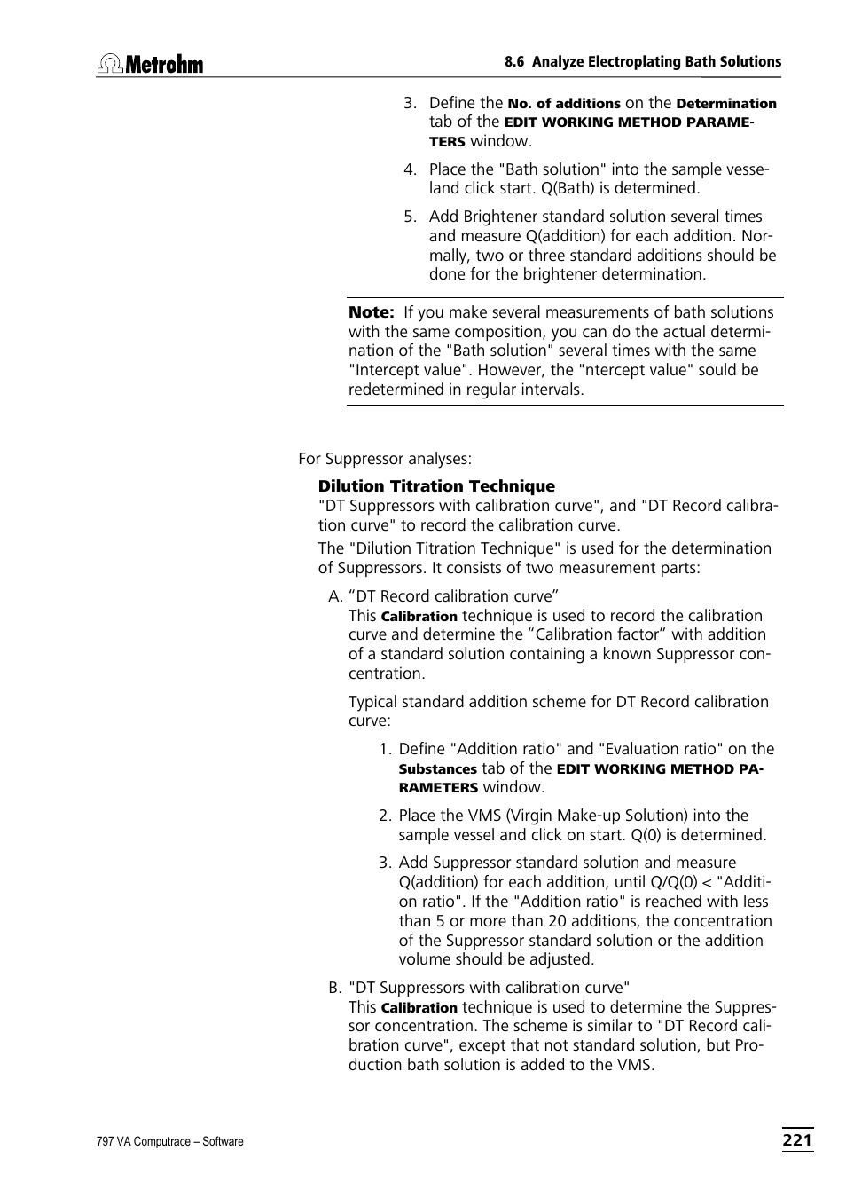 Metrohm 797 VA Computrace User Manual | Page 233 / 295