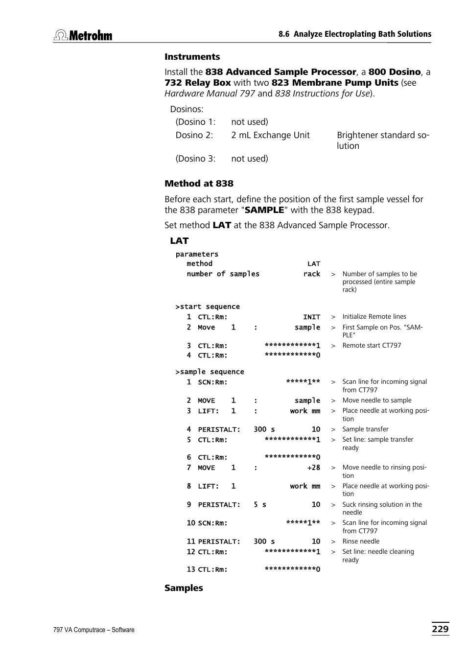 Samples | Metrohm 797 VA Computrace User Manual | Page 241 / 295