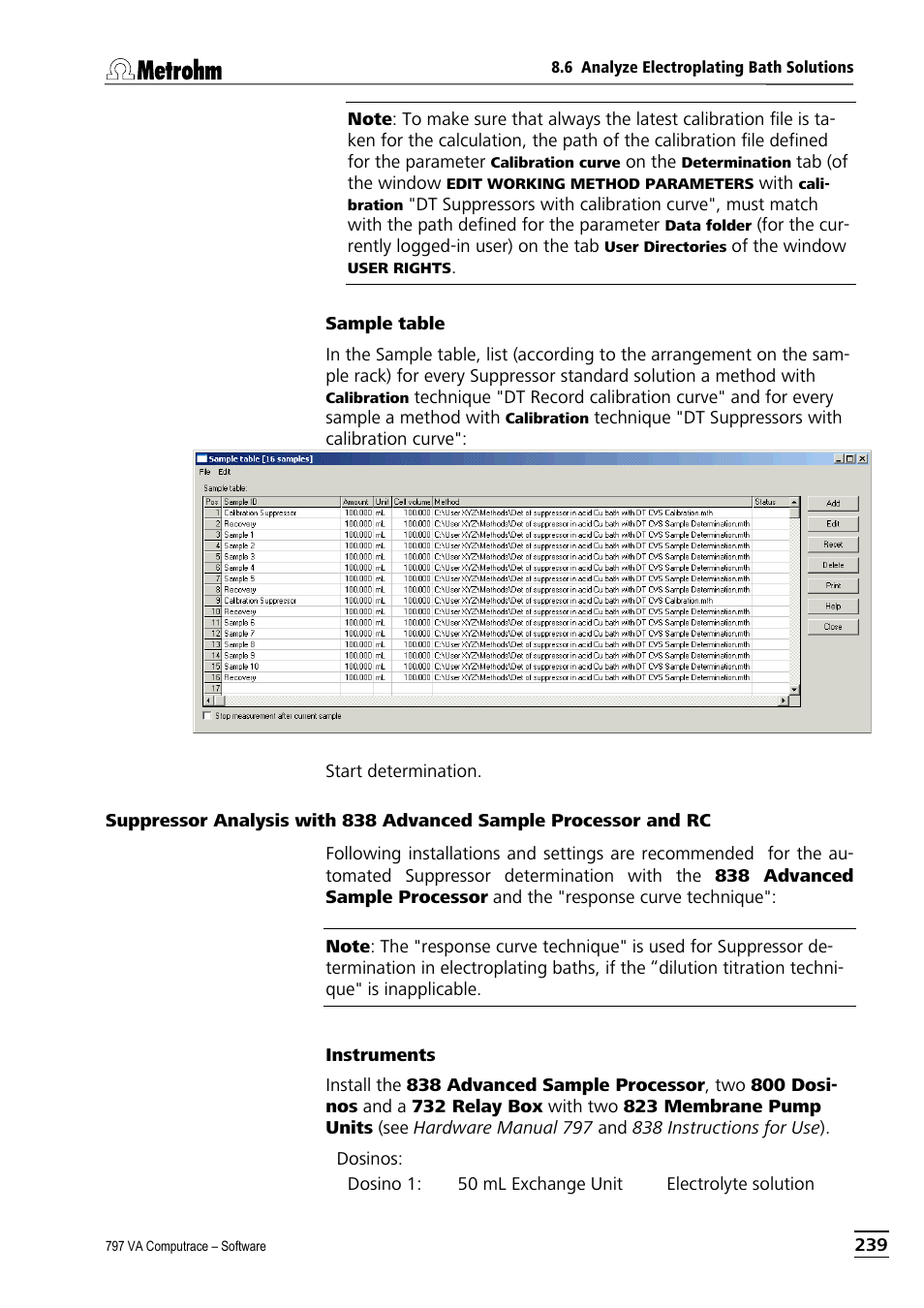 Metrohm 797 VA Computrace User Manual | Page 251 / 295