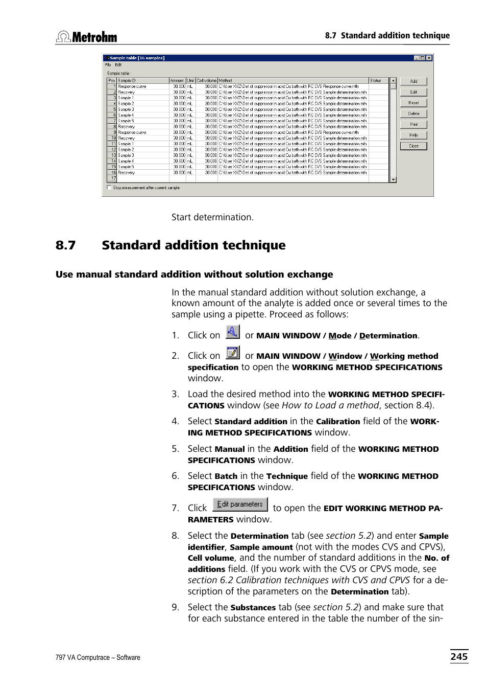 7 standard addition technique | Metrohm 797 VA Computrace User Manual | Page 257 / 295