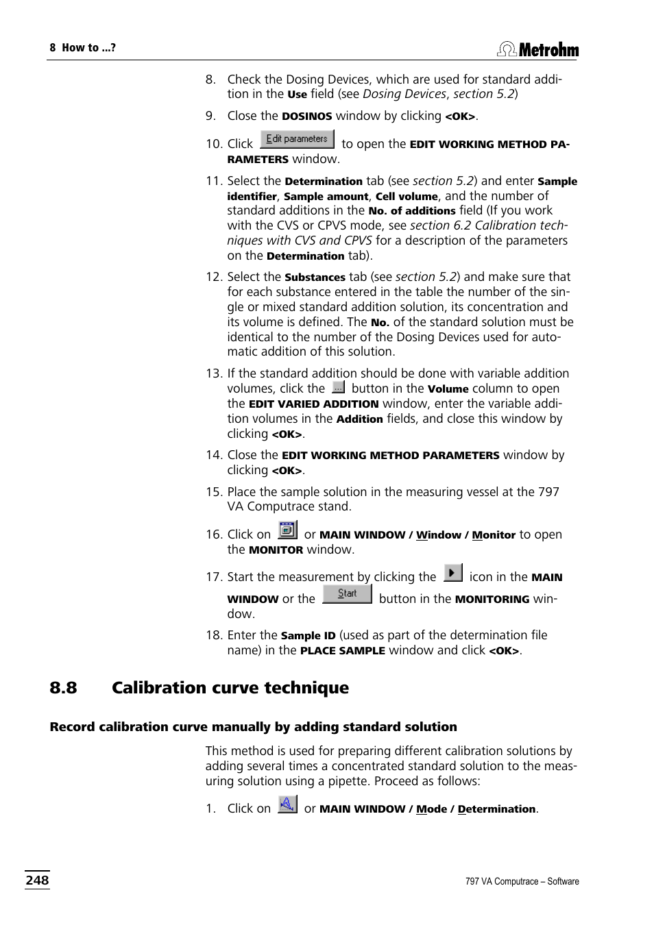 8 calibration curve technique | Metrohm 797 VA Computrace User Manual | Page 260 / 295