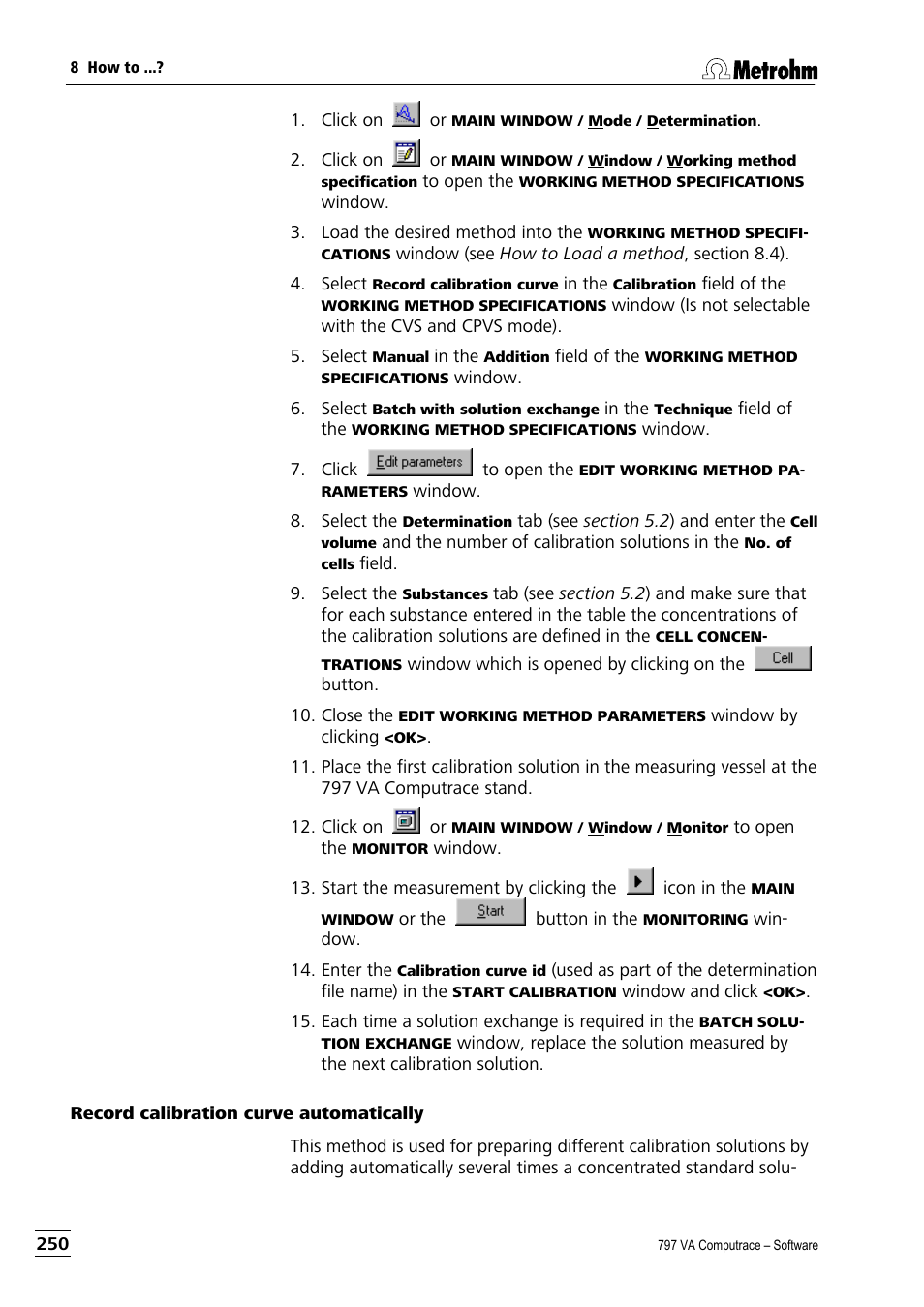 Record calibration curve automatically | Metrohm 797 VA Computrace User Manual | Page 262 / 295