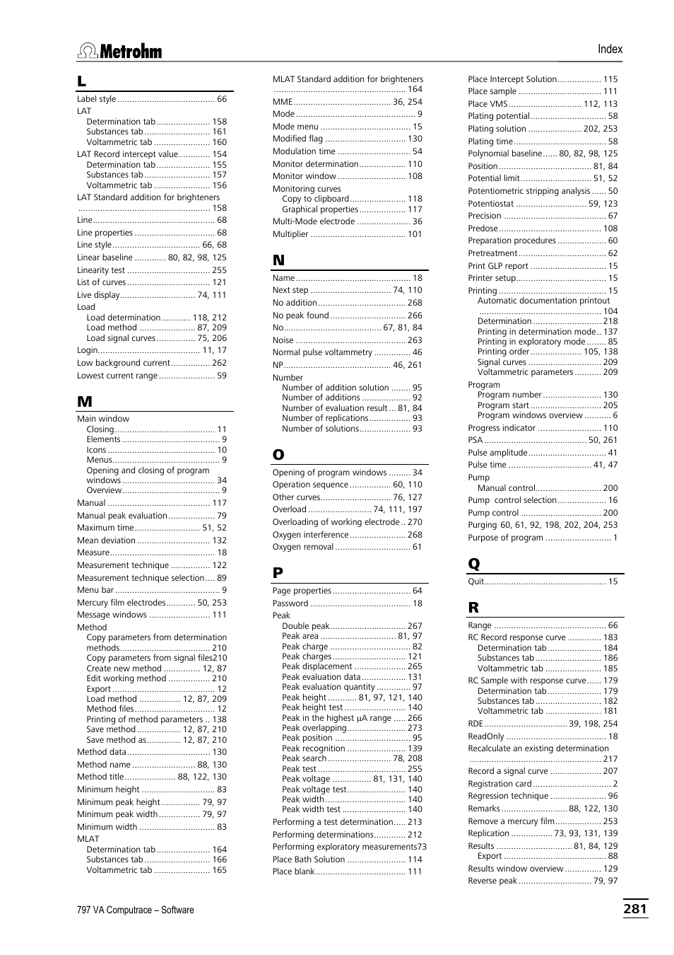 Metrohm 797 VA Computrace User Manual | Page 293 / 295