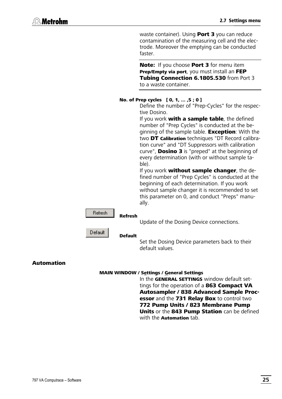 Automation | Metrohm 797 VA Computrace User Manual | Page 37 / 295