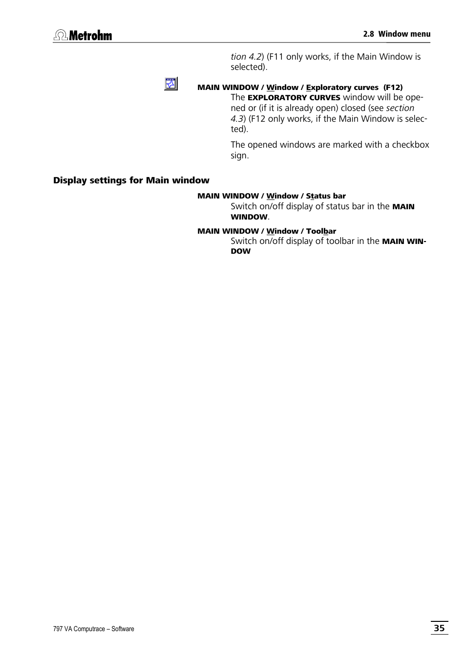 Display settings for main window | Metrohm 797 VA Computrace User Manual | Page 47 / 295