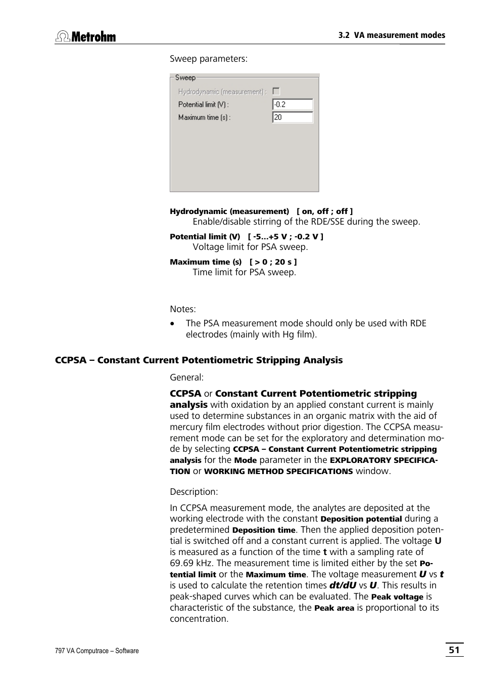 Metrohm 797 VA Computrace User Manual | Page 63 / 295