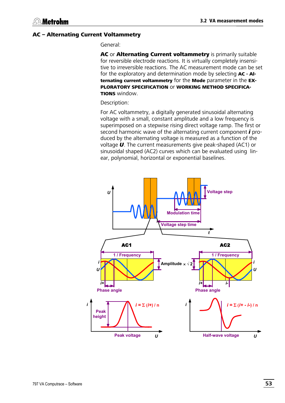 Ac – alternating current voltammetry, For the, Parameter in the | Metrohm 797 VA Computrace User Manual | Page 65 / 295