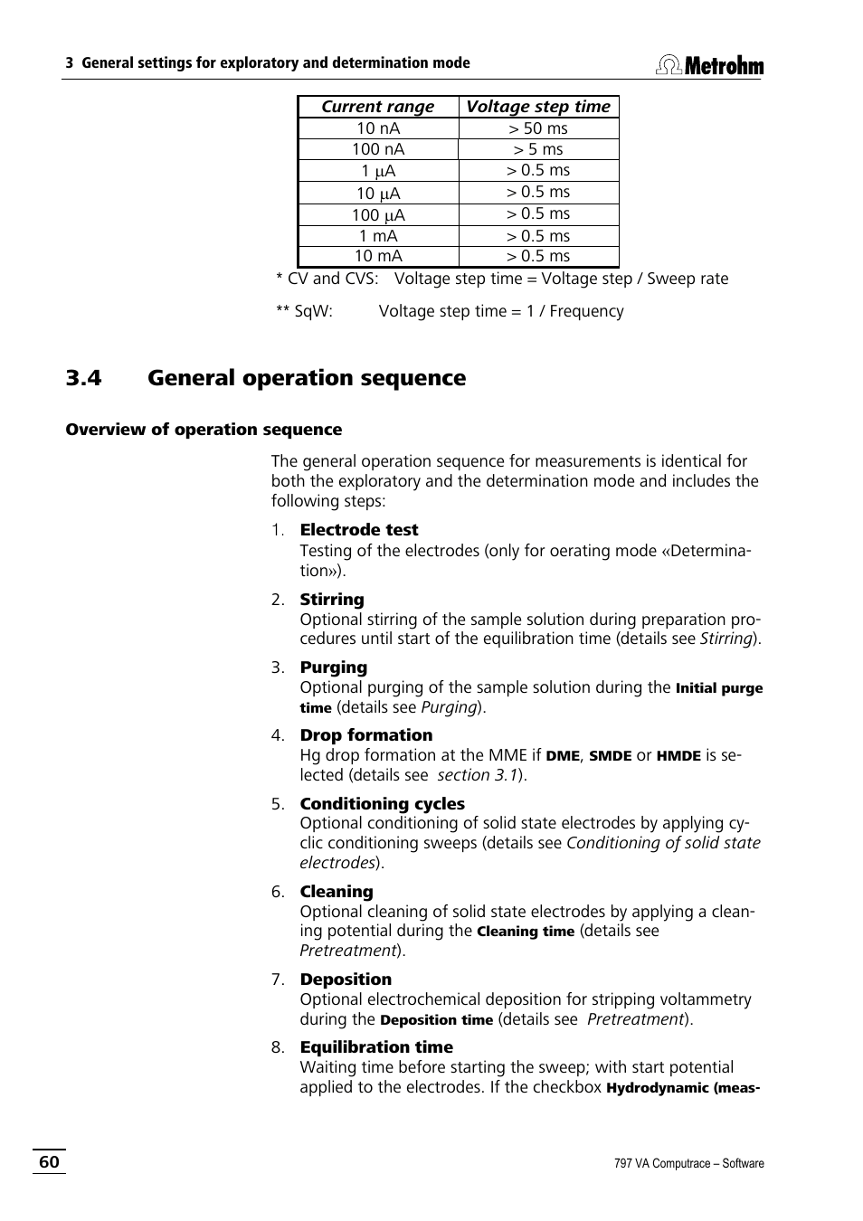 4 general operation sequence, Overview of operation sequence | Metrohm 797 VA Computrace User Manual | Page 72 / 295