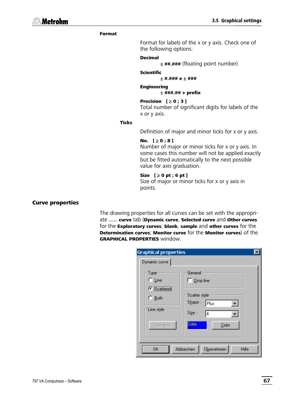 Curve properties | Metrohm 797 VA Computrace User Manual | Page 79 / 295