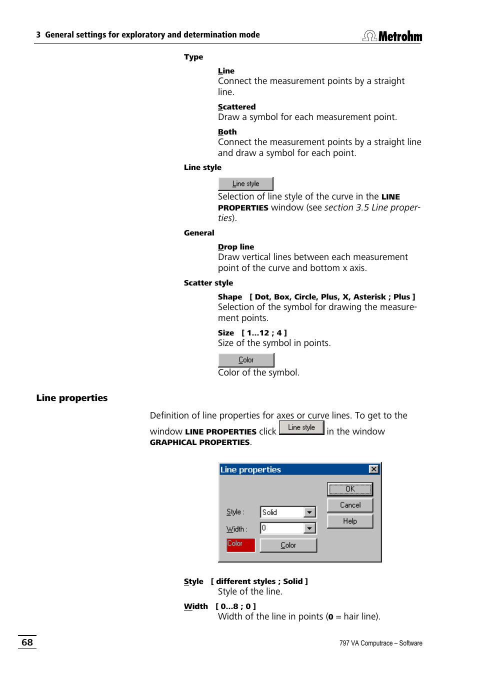 Line properties | Metrohm 797 VA Computrace User Manual | Page 80 / 295
