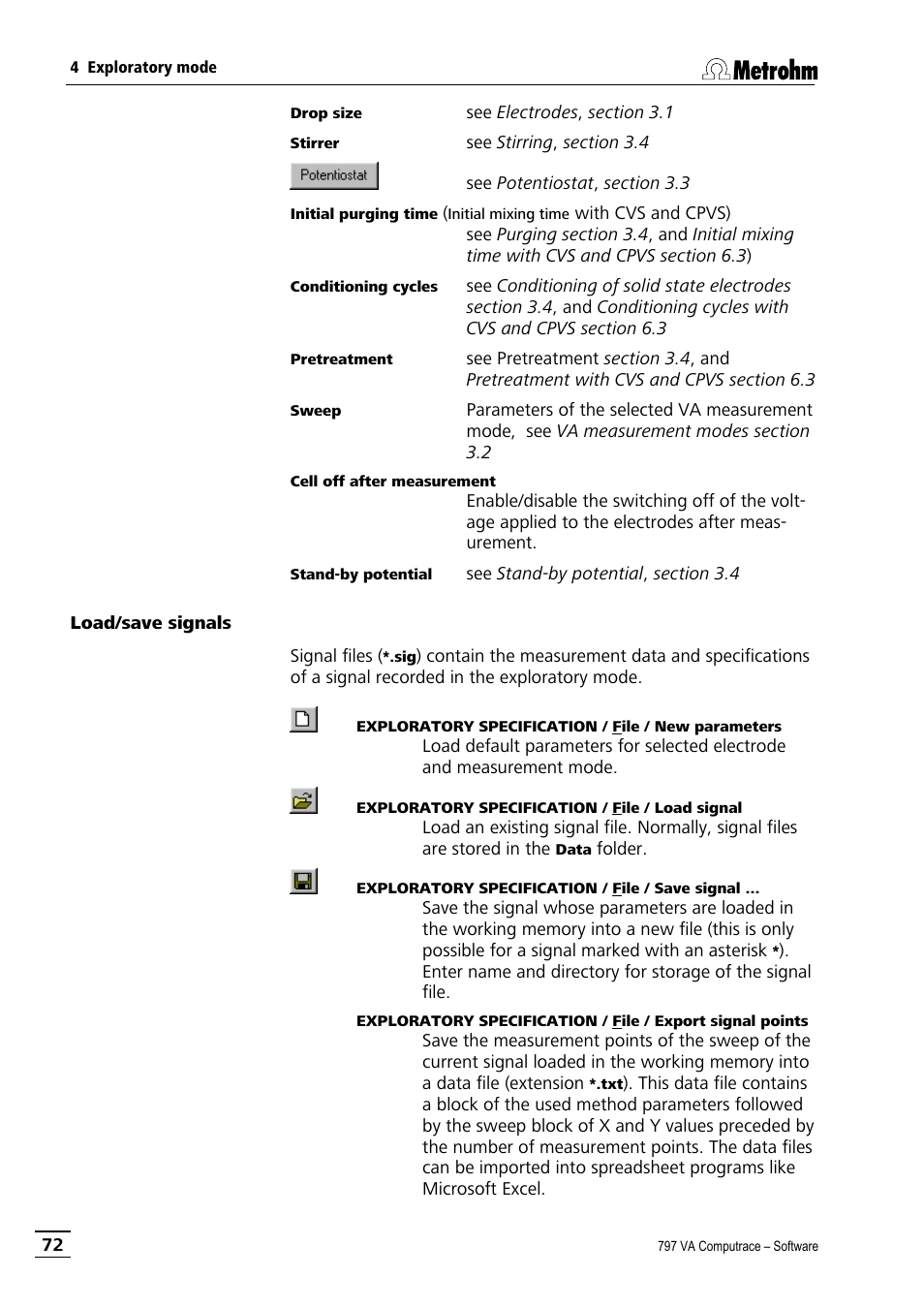 Load/save signals | Metrohm 797 VA Computrace User Manual | Page 84 / 295