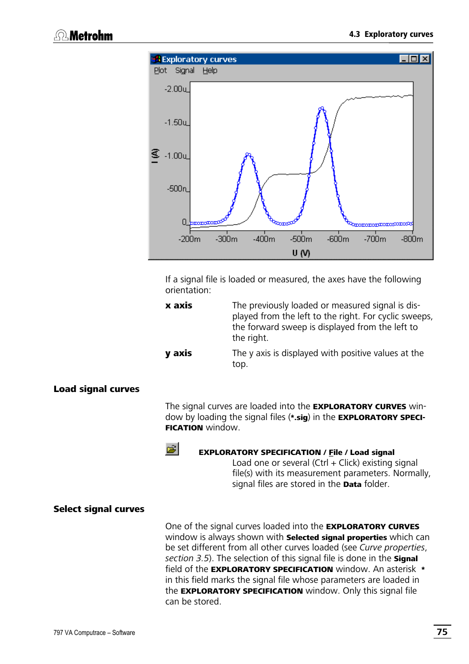 Load signal curves, Select signal curves, Load signal curves select signal curves | Metrohm 797 VA Computrace User Manual | Page 87 / 295