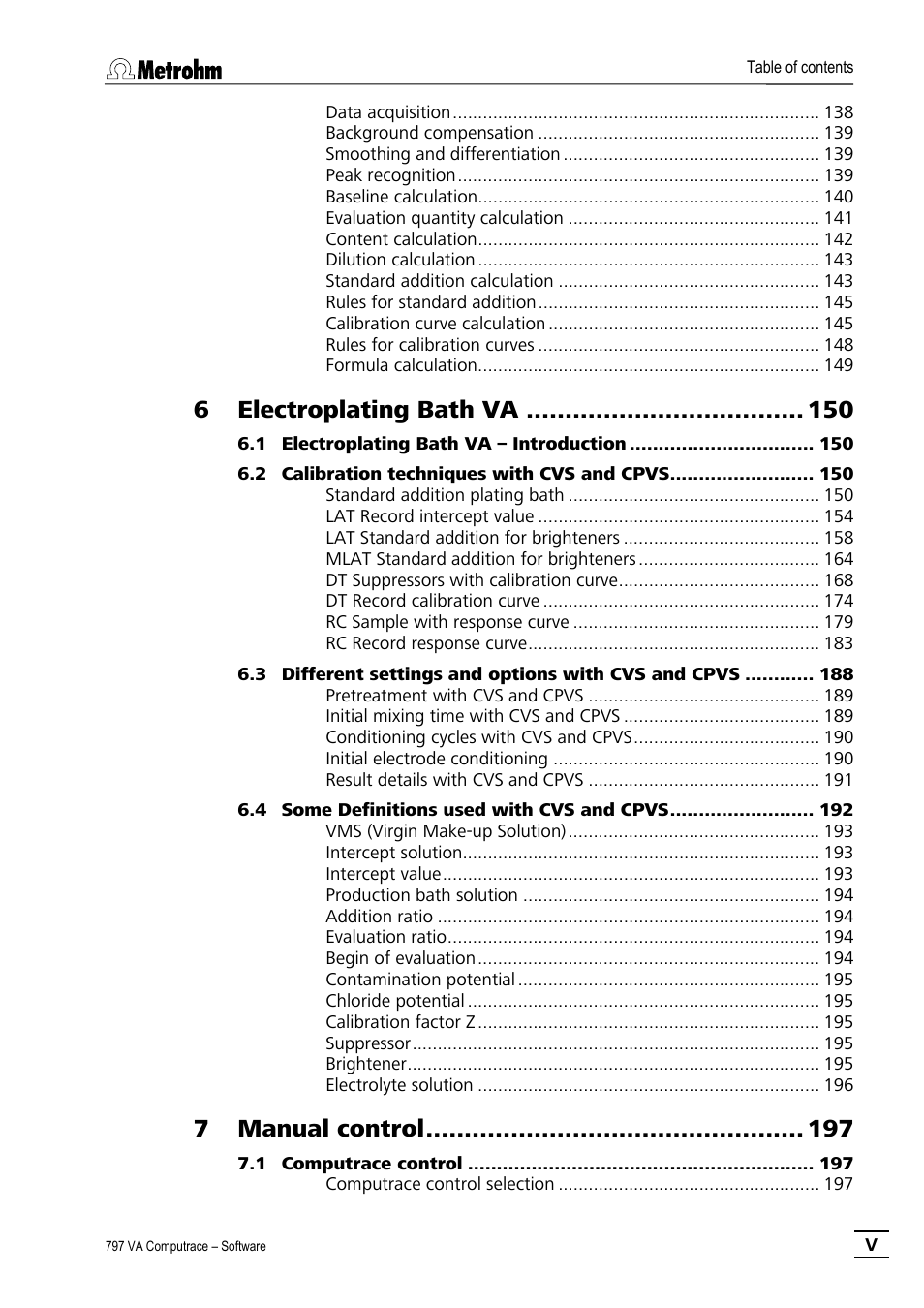 Electroplating bath va, Manual control | Metrohm 797 VA Computrace User Manual | Page 9 / 295