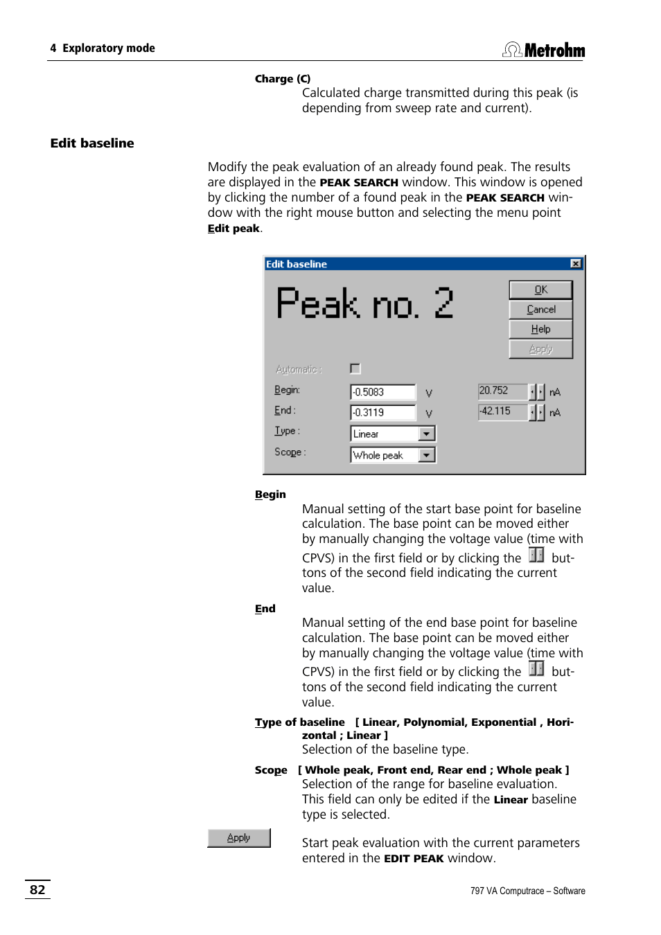 Edit baseline | Metrohm 797 VA Computrace User Manual | Page 94 / 295