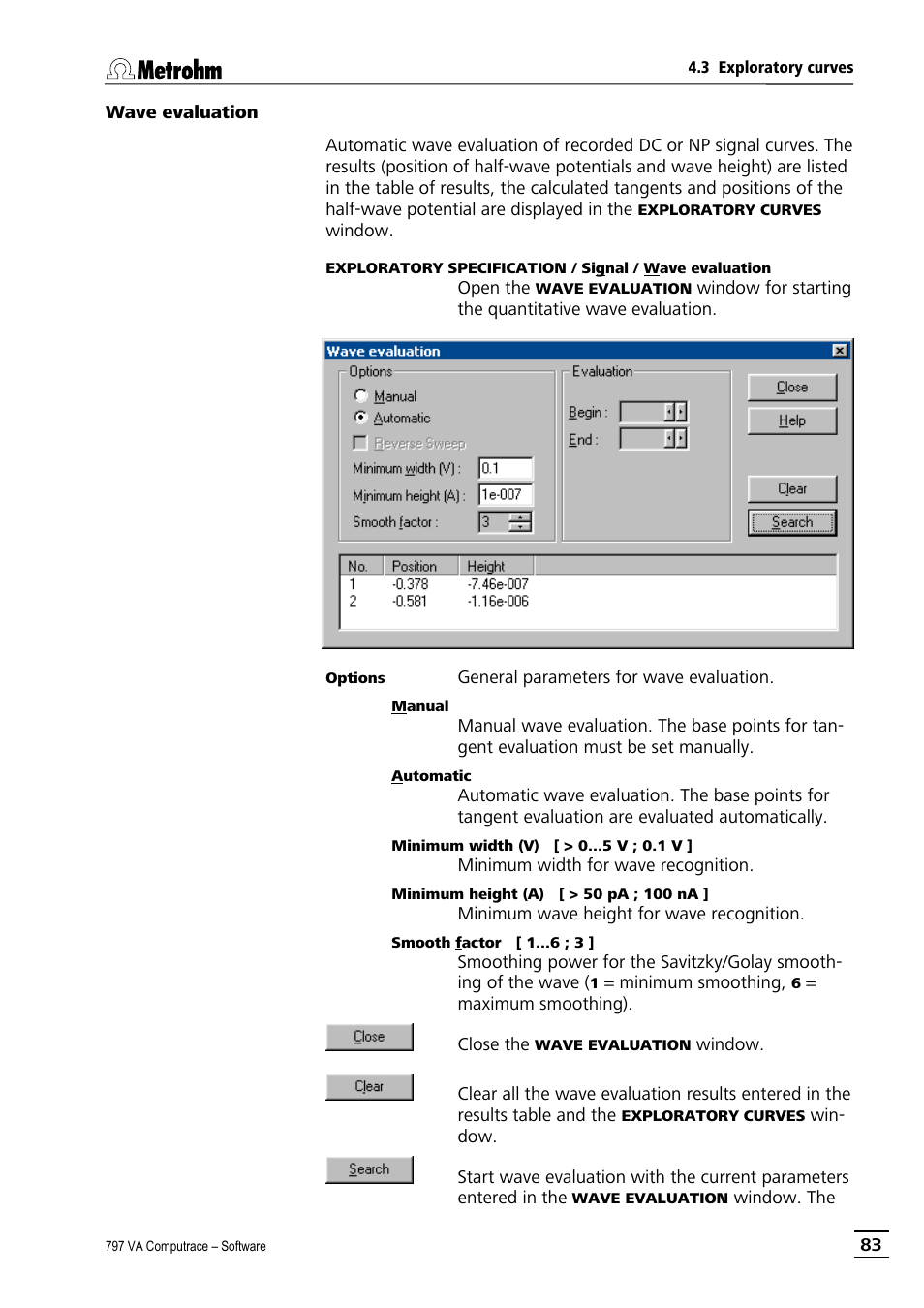 Wave evaluation | Metrohm 797 VA Computrace User Manual | Page 95 / 295