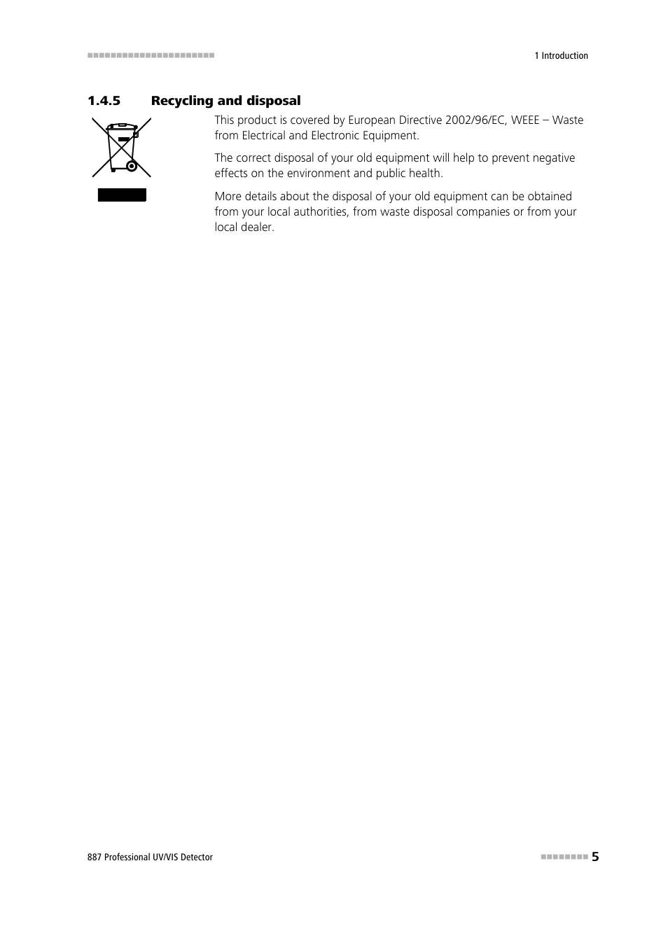 5 recycling and disposal, Recycling and disposal | Metrohm 887 Professional UV/VIS Detector User Manual | Page 13 / 57