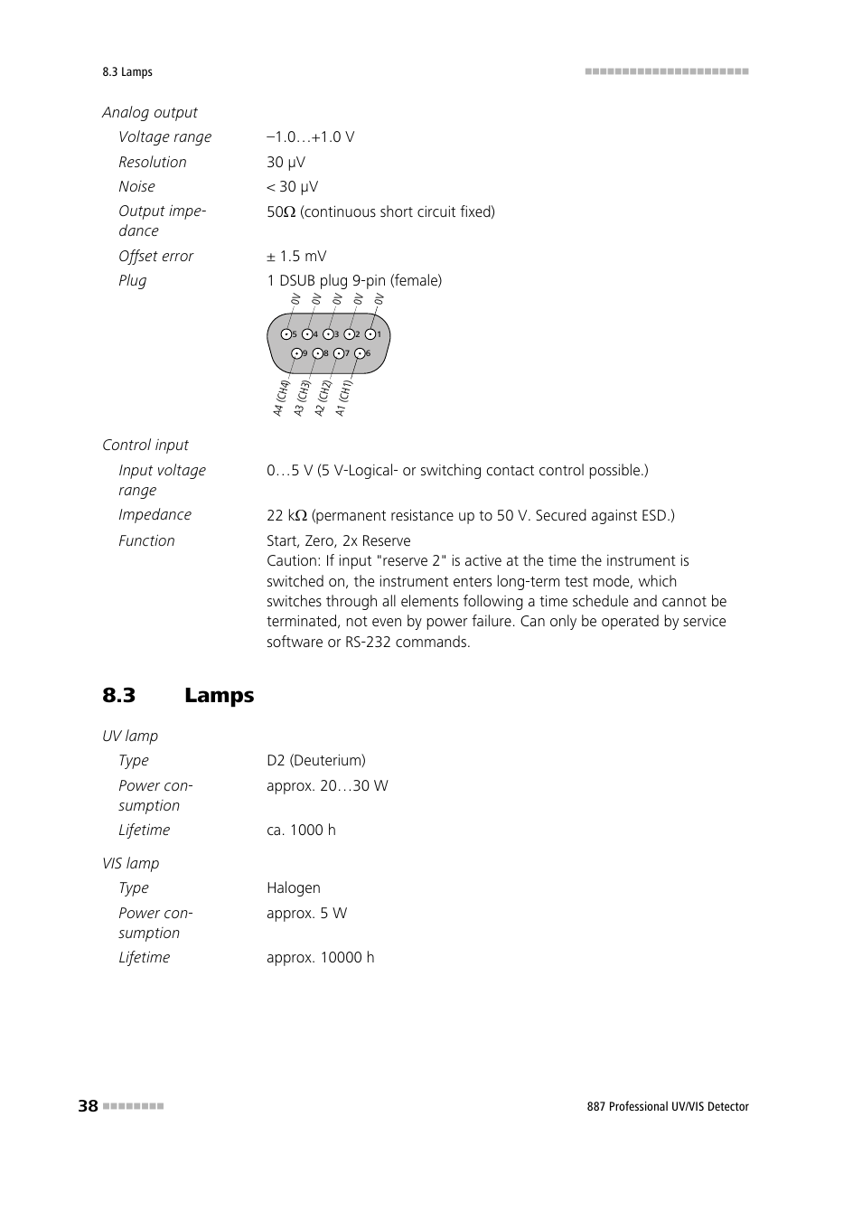 3 lamps, Lamps | Metrohm 887 Professional UV/VIS Detector User Manual | Page 46 / 57