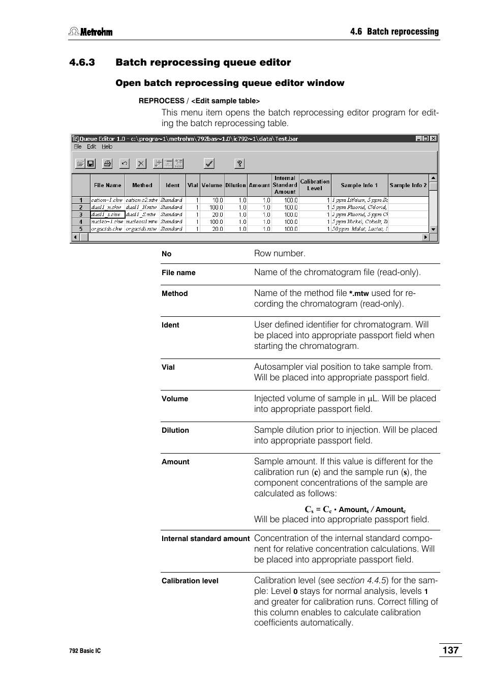 3 batch reprocessing queue editor | Metrohm 792 Basic IC User Manual | Page 146 / 197