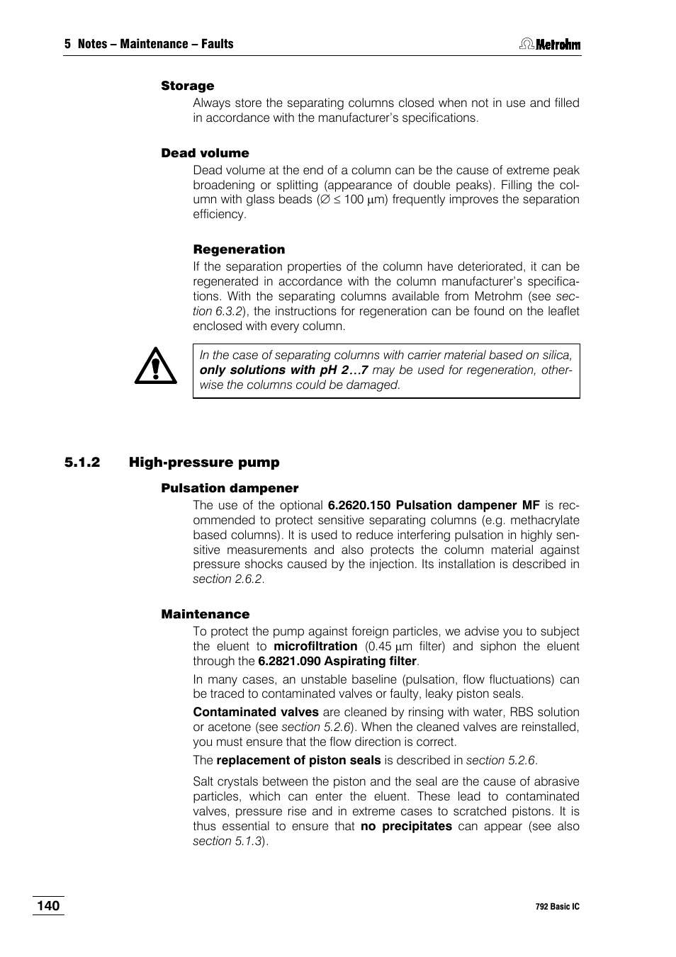 2 high-pressure pump | Metrohm 792 Basic IC User Manual | Page 149 / 197