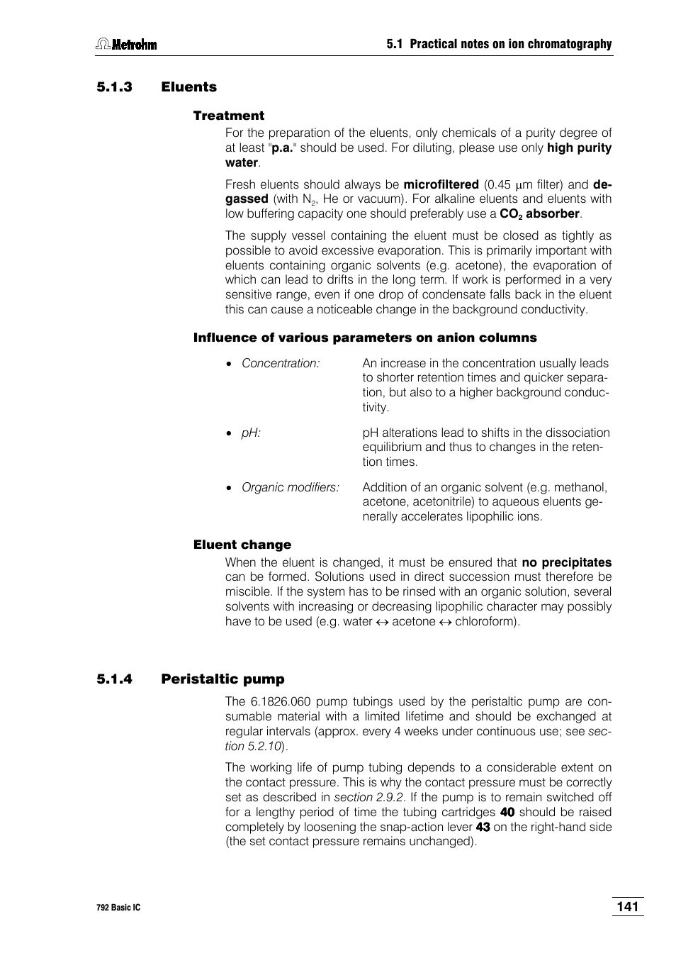 3 eluents, 4 peristaltic pump | Metrohm 792 Basic IC User Manual | Page 150 / 197