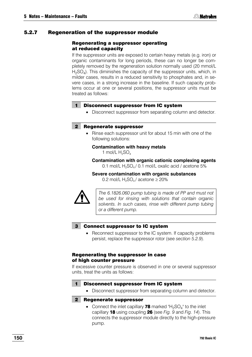 7 regeneration of the suppressor module | Metrohm 792 Basic IC User Manual | Page 159 / 197