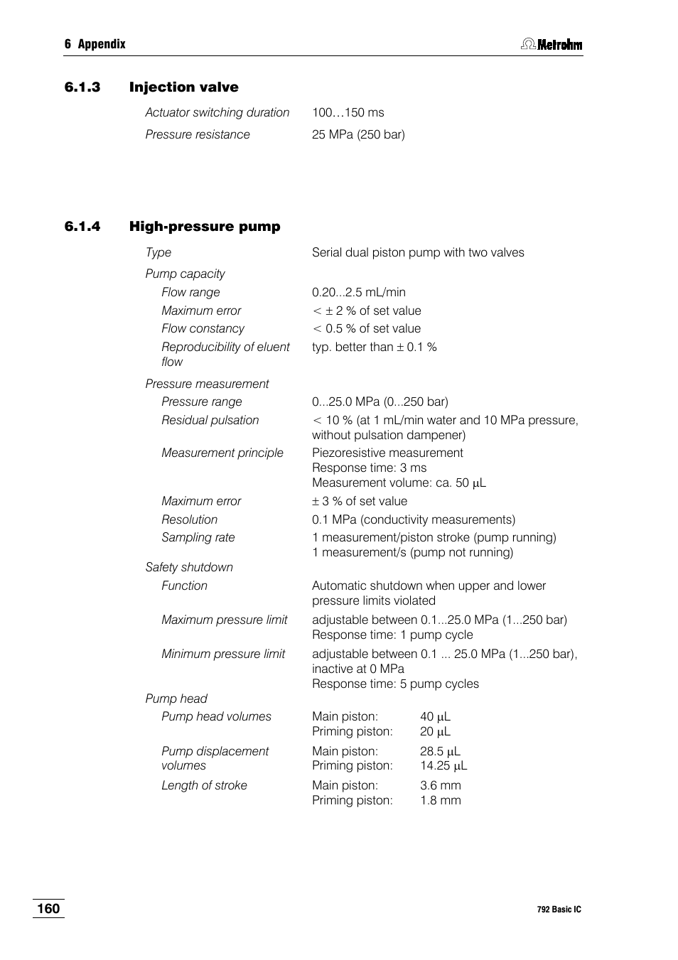 3 injection valve, 4 high-pressure pump | Metrohm 792 Basic IC User Manual | Page 169 / 197