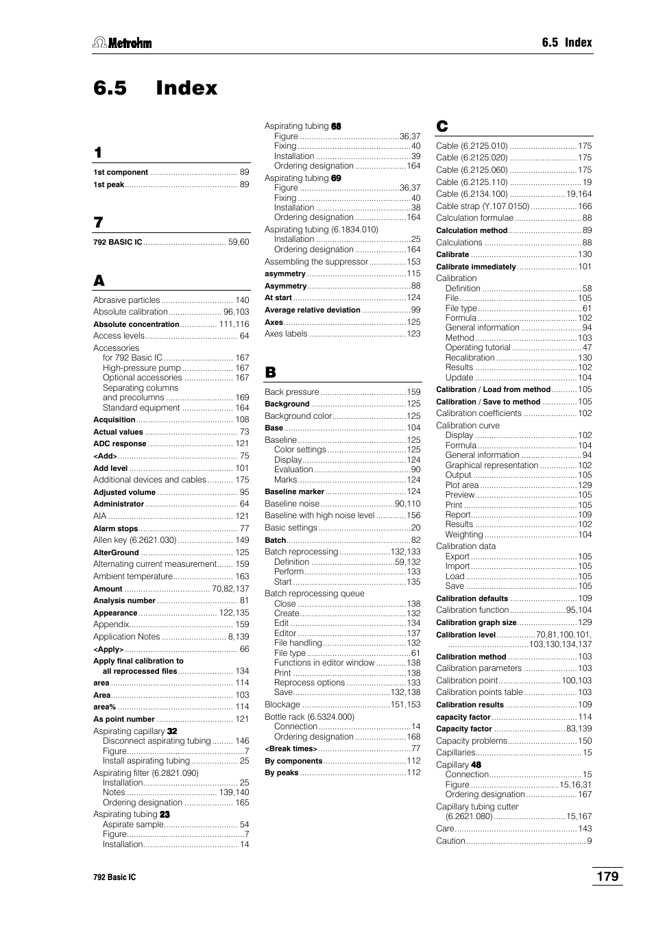 5 index | Metrohm 792 Basic IC User Manual | Page 188 / 197