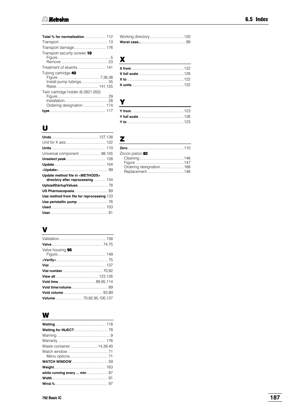 5 index | Metrohm 792 Basic IC User Manual | Page 196 / 197