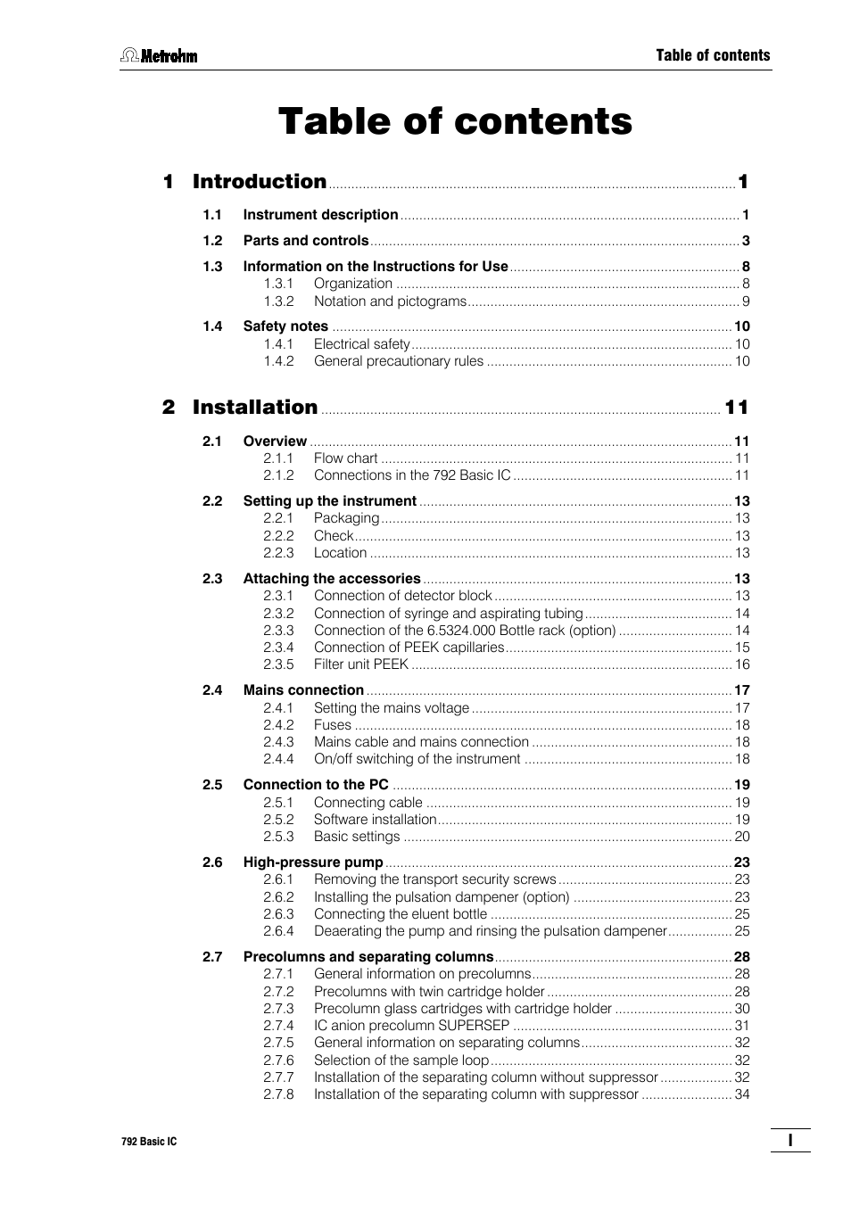 Metrohm 792 Basic IC User Manual | Page 2 / 197