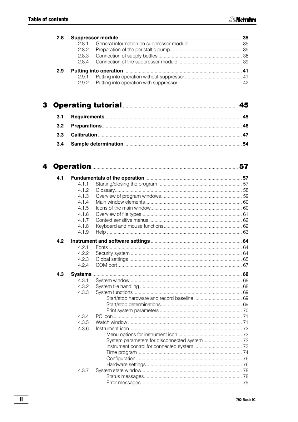 Operating tutorial, Operation | Metrohm 792 Basic IC User Manual | Page 3 / 197