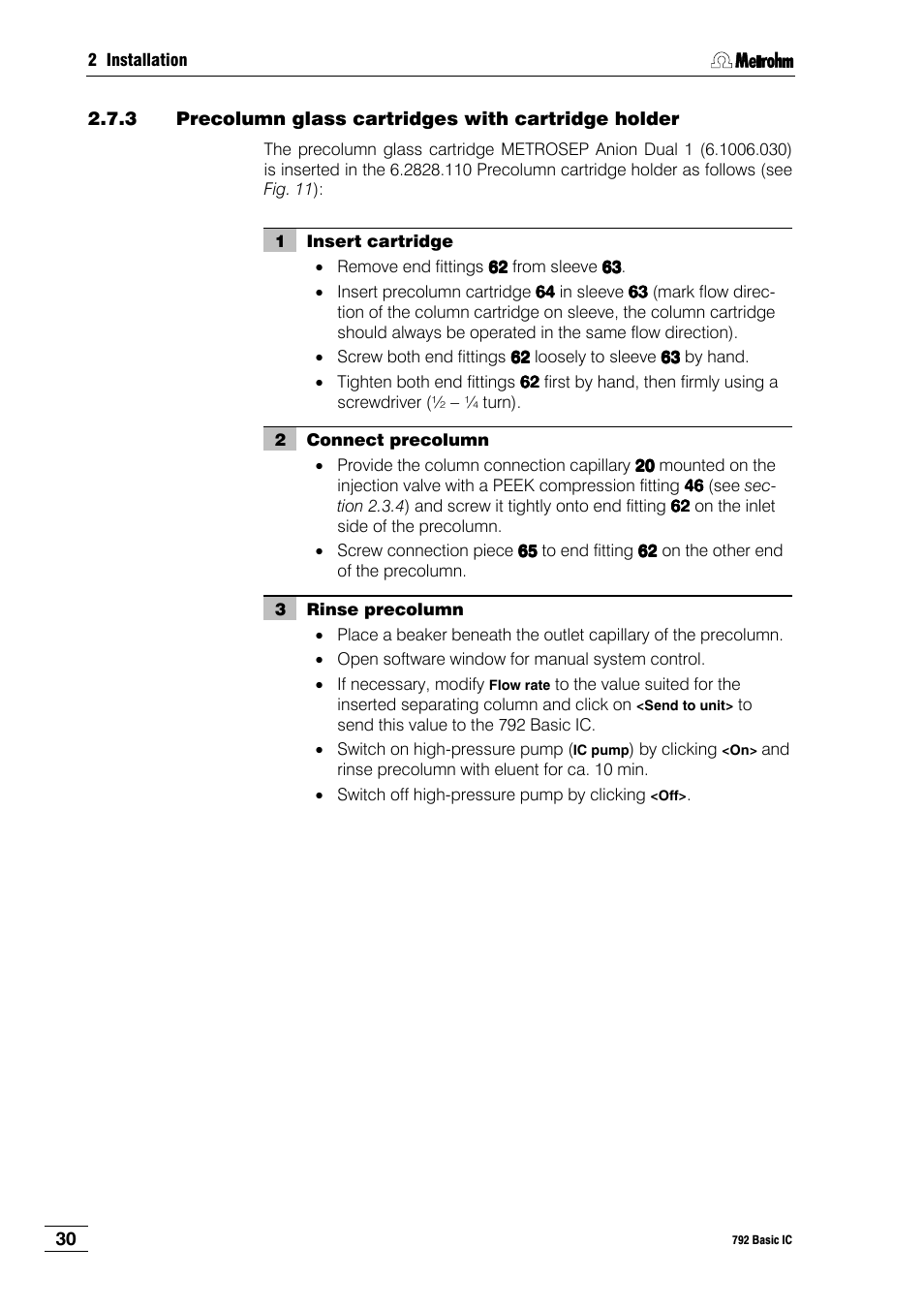 3 precolumn glass cartridges with cartridge holder | Metrohm 792 Basic IC User Manual | Page 39 / 197