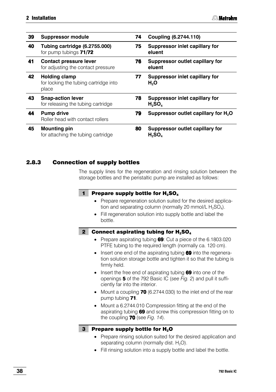 3 connection of supply bottles | Metrohm 792 Basic IC User Manual | Page 47 / 197