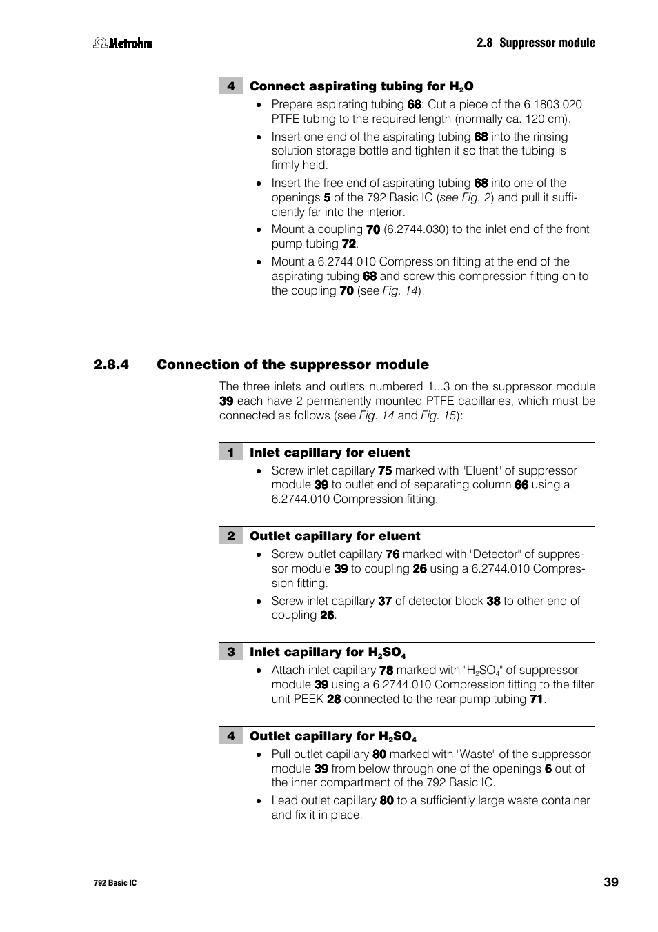 4 connection of the suppressor module | Metrohm 792 Basic IC User Manual | Page 48 / 197