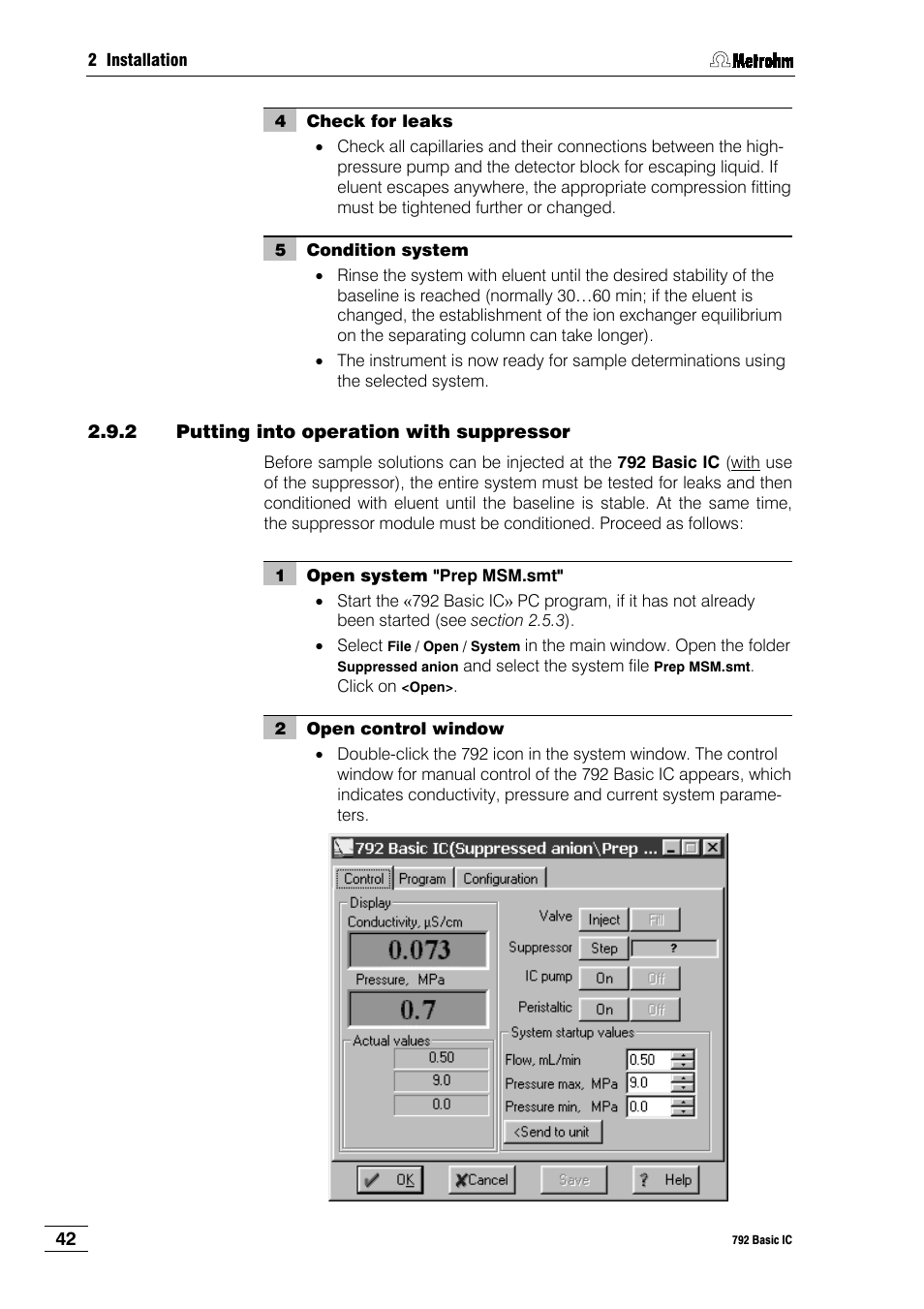 2 putting into operation with suppressor | Metrohm 792 Basic IC User Manual | Page 51 / 197