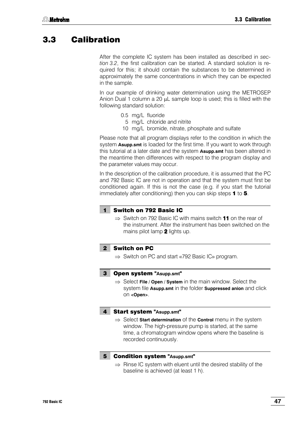 3 calibration | Metrohm 792 Basic IC User Manual | Page 56 / 197