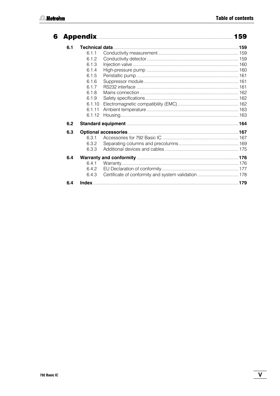 Appendix | Metrohm 792 Basic IC User Manual | Page 6 / 197