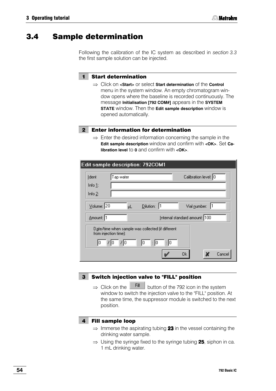 4 sample determination | Metrohm 792 Basic IC User Manual | Page 63 / 197