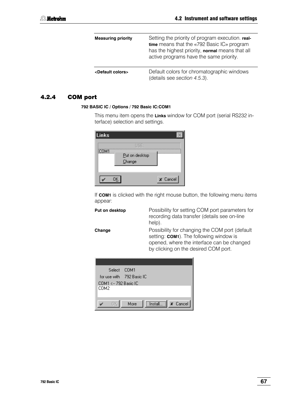 4 com port | Metrohm 792 Basic IC User Manual | Page 76 / 197