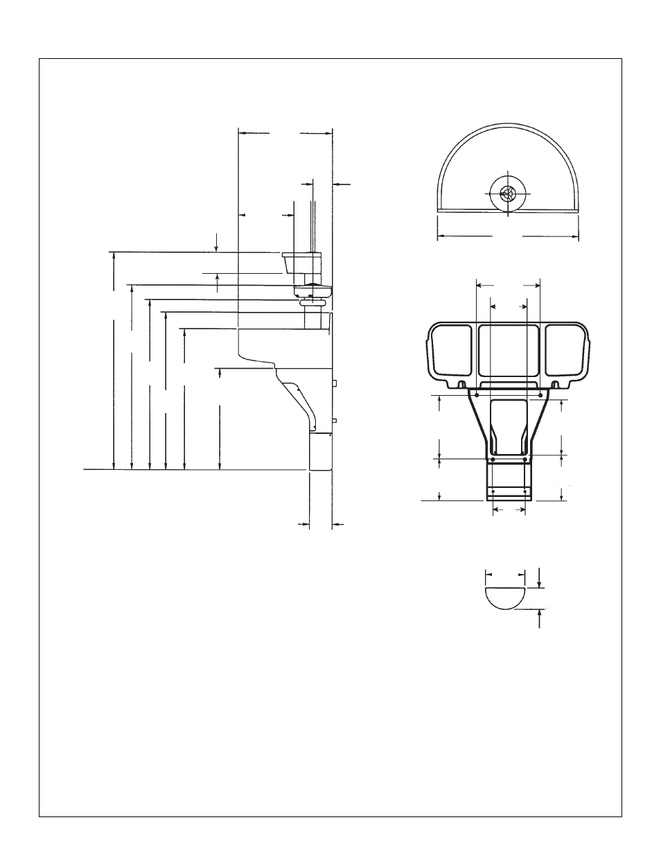 Dimensions du lavabo fontaine semi-circulaire, Figure 1b | Bradley Brand Furniture TBD3103 User Manual | Page 27 / 70