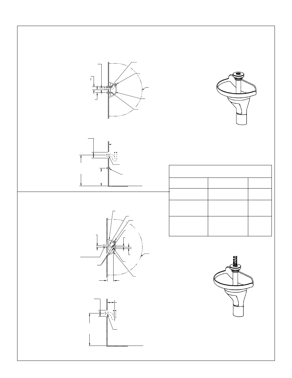 Spécifications de mise en place des tuyauteries, Drain de type a, Drain de type o | Figure 2, Figure 3 | Bradley Brand Furniture TBD3103 User Manual | Page 29 / 70