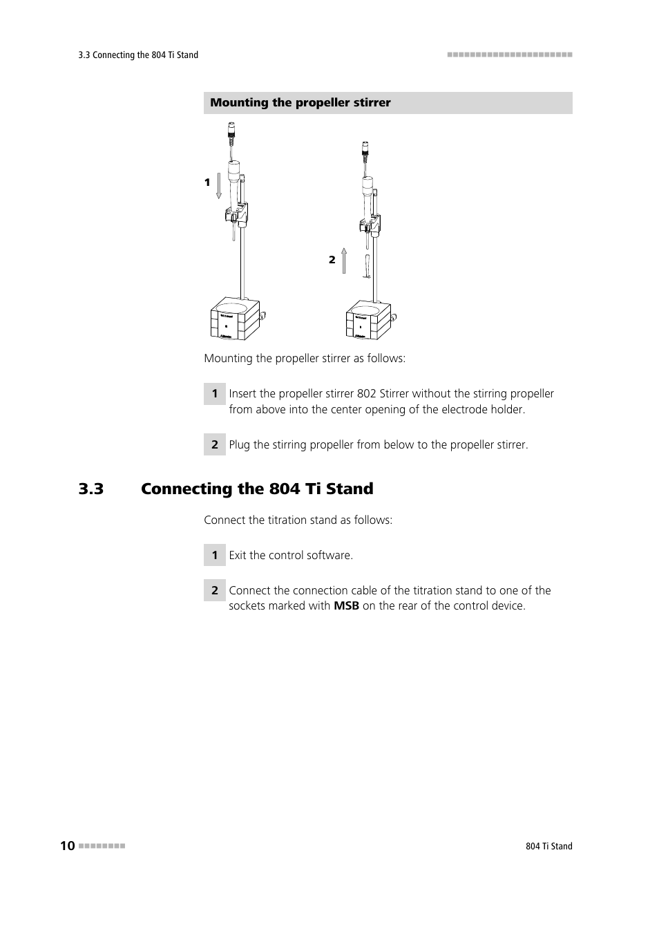 3 connecting the 804 ti stand, Connecting the 804 ti stand | Metrohm 804 TI Stand User Manual | Page 18 / 27