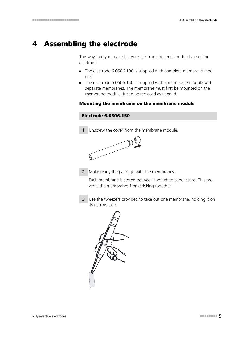 4 assembling the electrode | Metrohm NH3-selective electrodes User Manual | Page 11 / 25