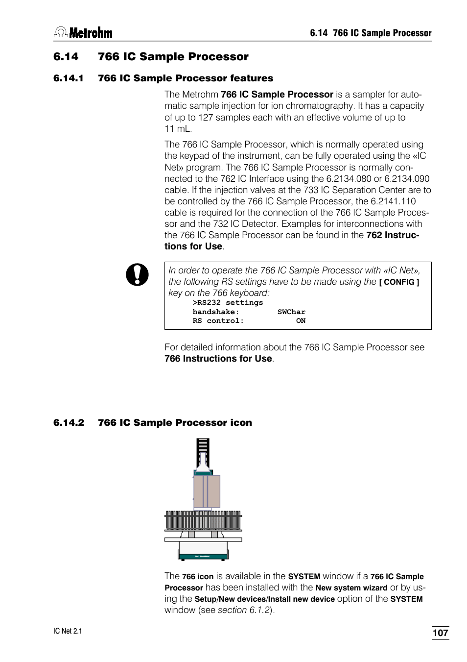 14 766 ic sample processor, 1 766 ic sample processor features, 2 766 ic sample processor icon | Metrohm IC Net 2.1 User Manual | Page 115 / 228